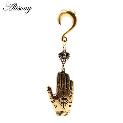 Alisouy 1 buc. Cârlige spirale pentru greutatea urechilor din oțel inoxidabil Paume, mâna atârnată, dopuri pentru urechi, tuneluri, extensii, piercing, bijuterii pentru corp