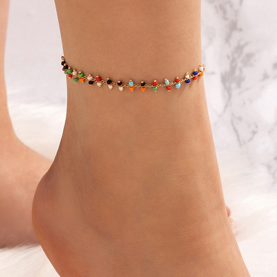 Tocona Lanț de picior cu strass colorat de lux pentru femei Brelocuri din aliaj de aur, metal, bijuterii reglabile gleznă 2 buc/seturi 21080