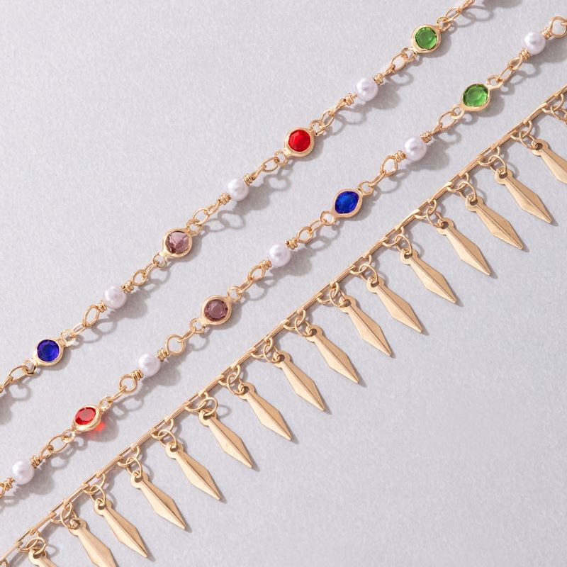 Tocona Bohemian šarene narukvice s perlama za žene, privjesci, zlatne boje, rese, lanac za noge, legure, podesivi nakit, 3 kom/kompleta 22763