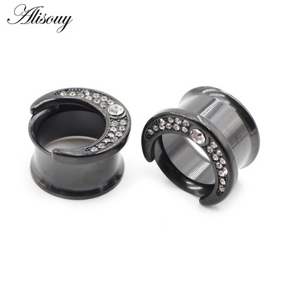 Piercing do uší Alisouy 2 ks 6-25 mm z nehrdzavejúcej ocele s rohovinou a zirkónom, tunely do uší, expandéry, naťahovacie meradlá, náušnice, šperky do tela