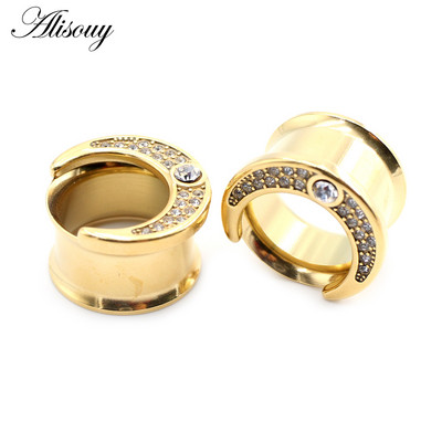 Piercing do uší Alisouy 2 ks 6-25 mm z nehrdzavejúcej ocele s rohovinou a zirkónom, tunely do uší, expandéry, naťahovacie meradlá, náušnice, šperky do tela