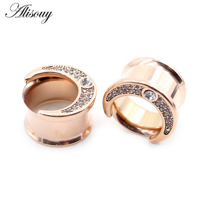 Piercing do uší Alisouy 2 ks 6-25 mm z nehrdzavejúcej ocele s rohovinou a zirkónom, tunely do uší, expandéry, naťahovacie meradlá, náušnice, šperky do tela