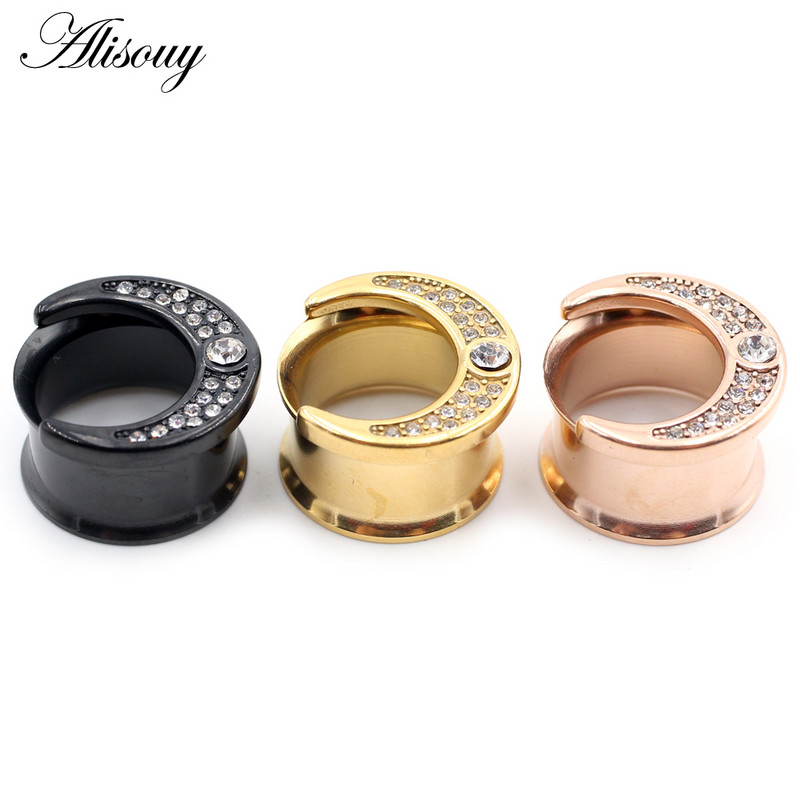 Piercing do uší Alisouy 2 ks 6-25 mm z nehrdzavejúcej ocele s rohovinou a zirkónom, tunely do uší, expandéry, naťahovacie meradlá, náušnice, šperky do tela