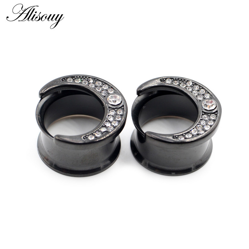 Piercing do uší Alisouy 2 ks 6-25 mm z nehrdzavejúcej ocele s rohovinou a zirkónom, tunely do uší, expandéry, naťahovacie meradlá, náušnice, šperky do tela