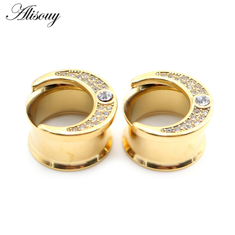 Piercing do uší Alisouy 2 ks 6-25 mm z nehrdzavejúcej ocele s rohovinou a zirkónom, tunely do uší, expandéry, naťahovacie meradlá, náušnice, šperky do tela