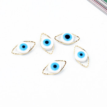 10 τμχ Blue Evil Eye Lucky βραχιόλια Connector Findings Resin Charms Σκουλαρίκια Fatima Κολιέ Κρεμαστό Diy For Jewelry Make C218