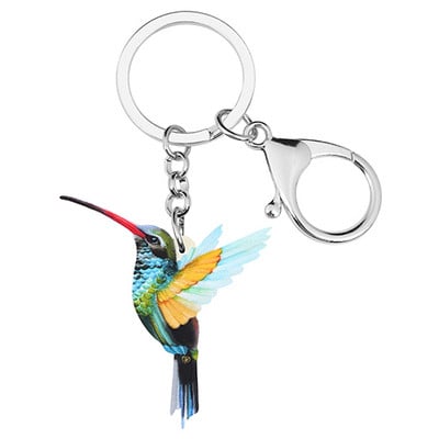 NEWEI Breloc cu pasăre colibri acrilic Brelocuri cu animale pentru femei, fete, adolescenți, bărbați, geantă, geantă, decorațiuni, cadou, vânzare caldă, vrac