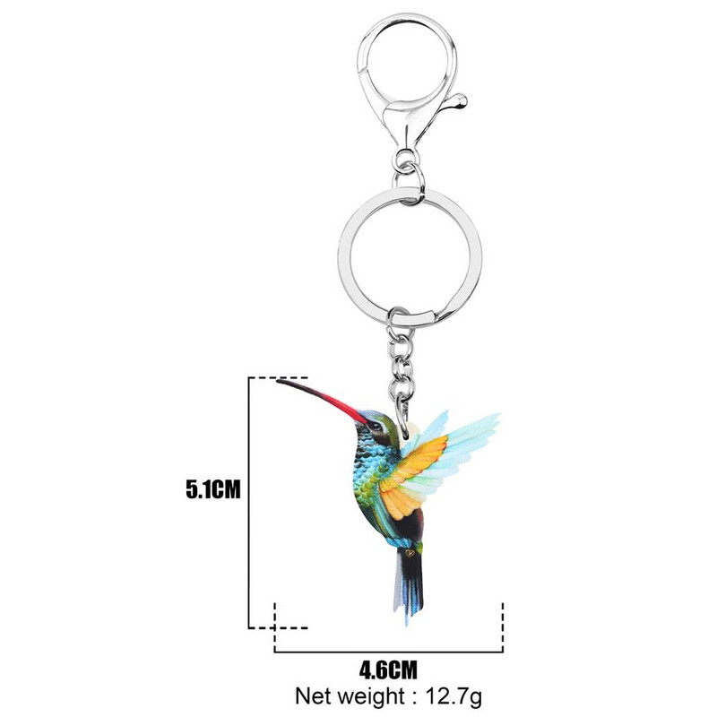 NEWEI Breloc cu pasăre colibri acrilic Brelocuri cu animale pentru femei, fete, adolescenți, bărbați, geantă, geantă, decorațiuni, cadou, vânzare caldă, vrac