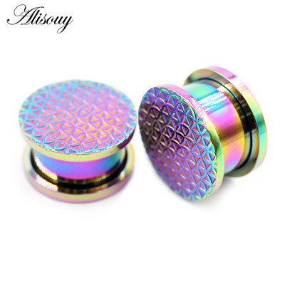 Alisouy 2 komada 6-16 mm nepravilnog uzorka od nehrđajućeg čelika Vijak Tuneli za uši Čepovi za širenje mesa Nosiljka Nakit za piercing