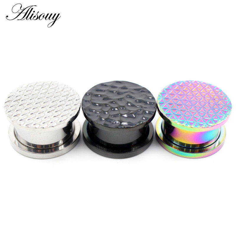 Alisouy 2 komada 6-16 mm nepravilnog uzorka od nehrđajućeg čelika Vijak Tuneli za uši Čepovi za širenje mesa Nosiljka Nakit za piercing