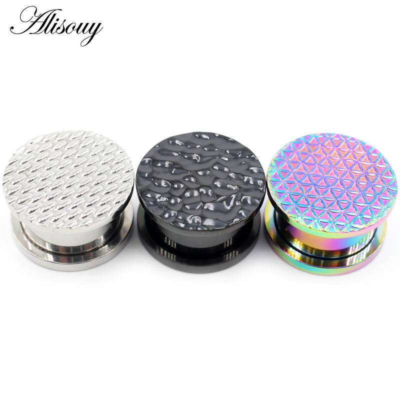 Alisouy 2 komada 6-16 mm nepravilnog uzorka od nehrđajućeg čelika Vijak Tuneli za uši Čepovi za širenje mesa Nosiljka Nakit za piercing