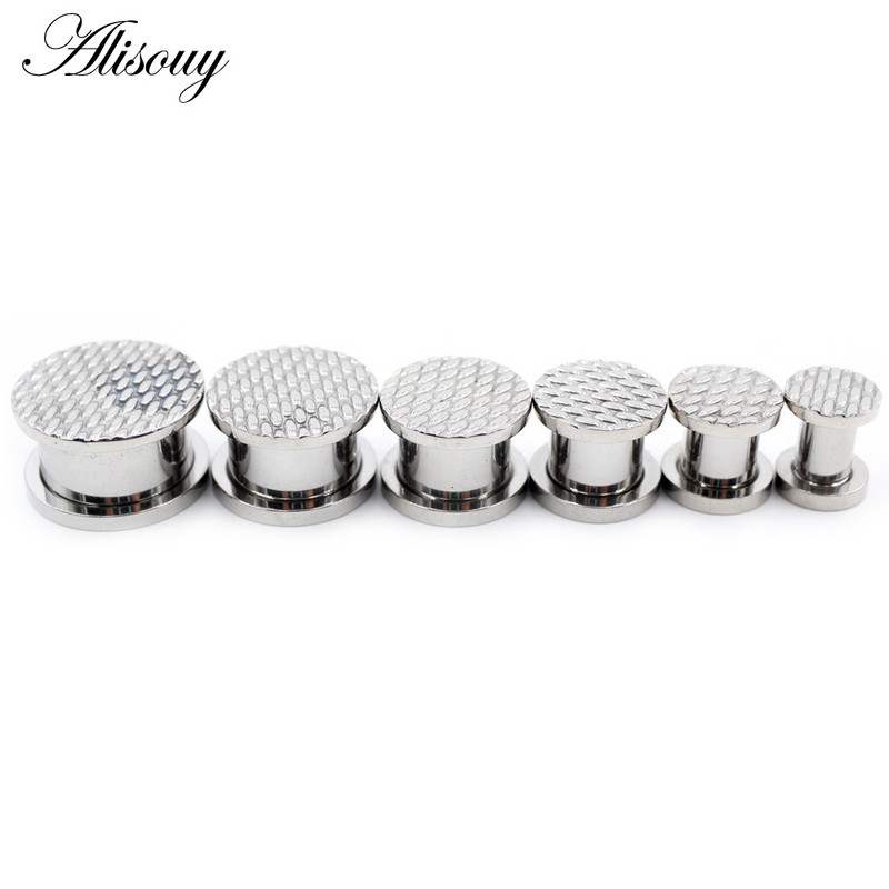 Alisouy 2 komada 6-16 mm nepravilnog uzorka od nehrđajućeg čelika Vijak Tuneli za uši Čepovi za širenje mesa Nosiljka Nakit za piercing