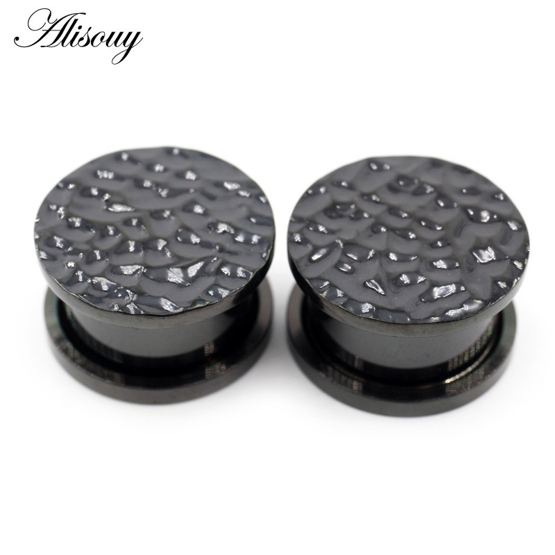 Alisouy 2 komada 6-16 mm nepravilnog uzorka od nehrđajućeg čelika Vijak Tuneli za uši Čepovi za širenje mesa Nosiljka Nakit za piercing