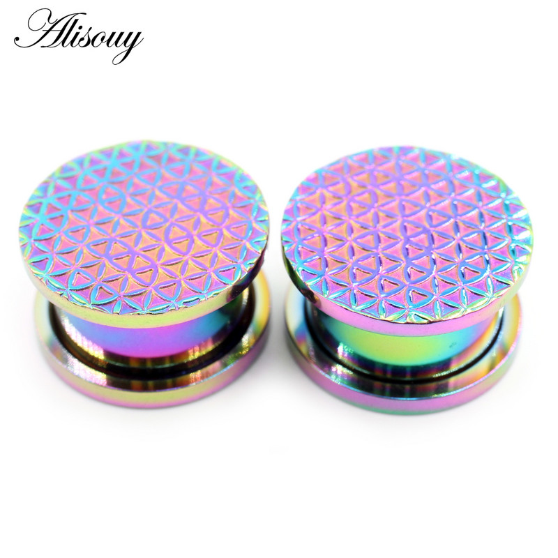 Alisouy 2 komada 6-16 mm nepravilnog uzorka od nehrđajućeg čelika Vijak Tuneli za uši Čepovi za širenje mesa Nosiljka Nakit za piercing