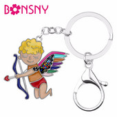 Bonsny emajl legura slatki Kupid anđeo privjesak za ključeve privjesak za ključeve modni nakit za žene djevojke ljubiteljice poklon dekoracija za Valentinovo