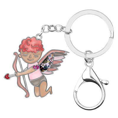 Bonsny emajl legura slatki Kupid anđeo privjesak za ključeve privjesak za ključeve modni nakit za žene djevojke ljubiteljice poklon dekoracija za Valentinovo