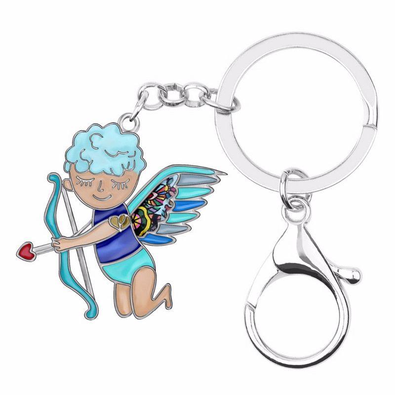 Bonsny emajl legura slatki Kupid anđeo privjesak za ključeve privjesak za ključeve modni nakit za žene djevojke ljubiteljice poklon dekoracija za Valentinovo