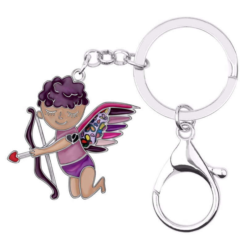 Bonsny emajl legura slatki Kupid anđeo privjesak za ključeve privjesak za ključeve modni nakit za žene djevojke ljubiteljice poklon dekoracija za Valentinovo