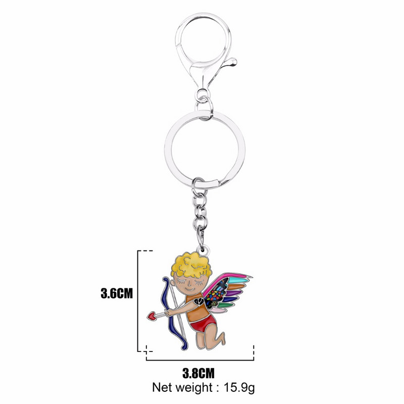 Bonsny emajl legura slatki Kupid anđeo privjesak za ključeve privjesak za ključeve modni nakit za žene djevojke ljubiteljice poklon dekoracija za Valentinovo