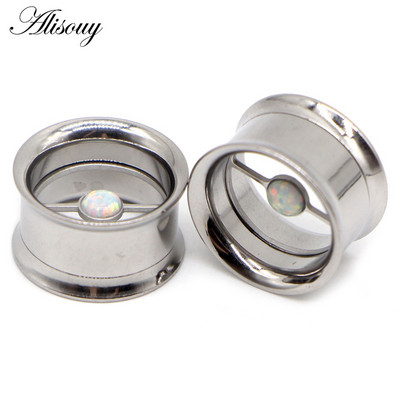 2 kom od nehrđajućeg čelika duplo prošireni opal Vijak Čepići za uši od mesa tuneli za piercing Nakit za tijelo Mjerači za uši Ekspander Rastezanje 8~25 mm
