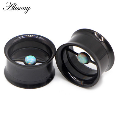 2 kom od nehrđajućeg čelika duplo prošireni opal Vijak Čepići za uši od mesa tuneli za piercing Nakit za tijelo Mjerači za uši Ekspander Rastezanje 8~25 mm