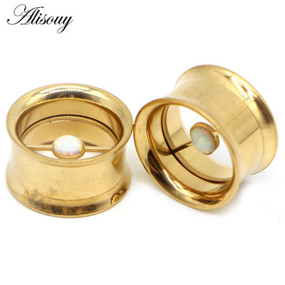 2 kom od nehrđajućeg čelika duplo prošireni opal Vijak Čepići za uši od mesa tuneli za piercing Nakit za tijelo Mjerači za uši Ekspander Rastezanje 8~25 mm