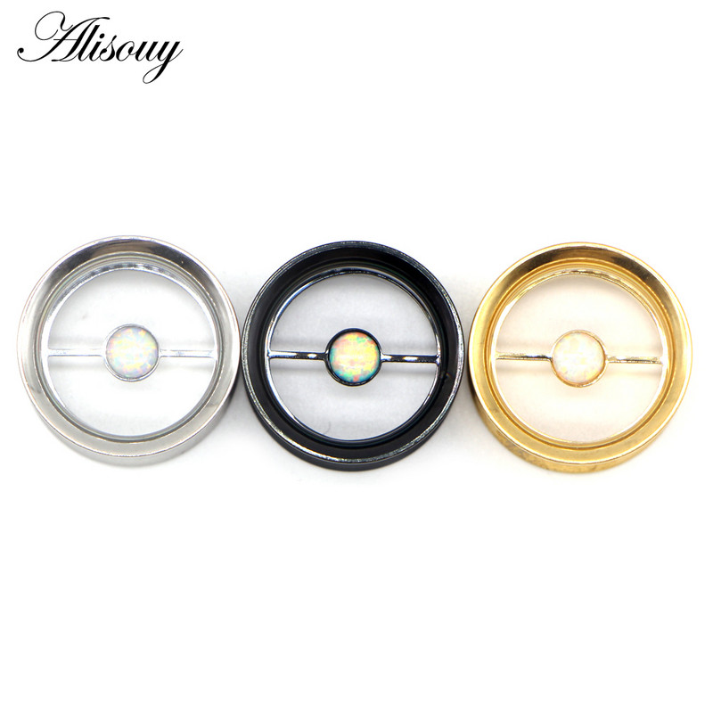 2 kom od nehrđajućeg čelika duplo prošireni opal Vijak Čepići za uši od mesa tuneli za piercing Nakit za tijelo Mjerači za uši Ekspander Rastezanje 8~25 mm