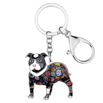 Bonsny κράμα σμάλτου Boston Pit Bull Terrier Μπρελόκ για σκύλους Μπρελόκ Δαχτυλίδια Δώρο για Γυναίκες Κορίτσια Pet Lovers Τσάντα Γούρια αυτοκινήτου Κρεμαστό