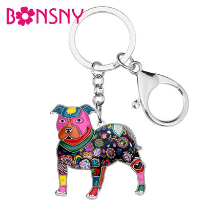 Bonsny emalio lydinys Bostono pitbulterjeras šunų raktų pakabukai raktų pakabukai žiedai Dovana moterims mergaitėms augintinių mylėtojams krepšys automobilio pakabukas