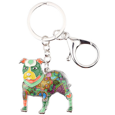 Bonsny κράμα σμάλτου Boston Pit Bull Terrier Μπρελόκ για σκύλους Μπρελόκ Δαχτυλίδια Δώρο για Γυναίκες Κορίτσια Pet Lovers Τσάντα Γούρια αυτοκινήτου Κρεμαστό