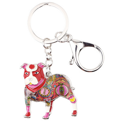 Bonsny κράμα σμάλτου Boston Pit Bull Terrier Μπρελόκ για σκύλους Μπρελόκ Δαχτυλίδια Δώρο για Γυναίκες Κορίτσια Pet Lovers Τσάντα Γούρια αυτοκινήτου Κρεμαστό