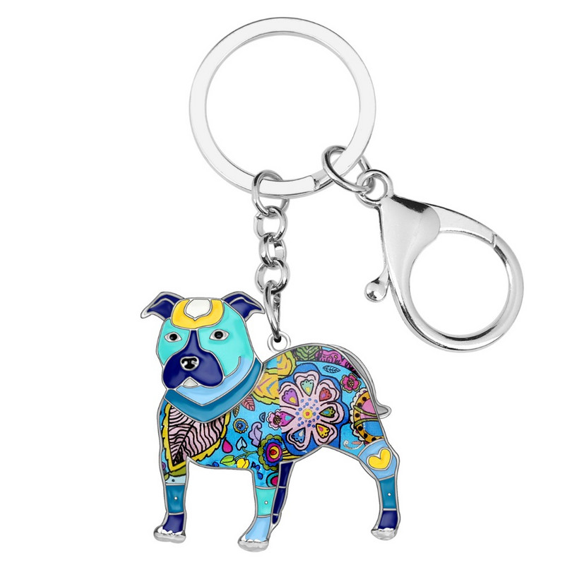 Bonsny κράμα σμάλτου Boston Pit Bull Terrier Μπρελόκ για σκύλους Μπρελόκ Δαχτυλίδια Δώρο για Γυναίκες Κορίτσια Pet Lovers Τσάντα Γούρια αυτοκινήτου Κρεμαστό