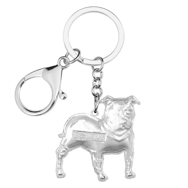 Bonsny κράμα σμάλτου Boston Pit Bull Terrier Μπρελόκ για σκύλους Μπρελόκ Δαχτυλίδια Δώρο για Γυναίκες Κορίτσια Pet Lovers Τσάντα Γούρια αυτοκινήτου Κρεμαστό