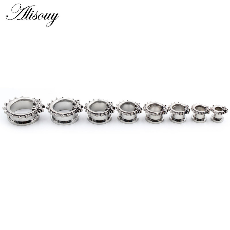 Alisouy 2 buc 8-25 mm Punk din oțel inoxidabil Dragon Scripete Deșurubați Tuneluri pentru urechi dopuri Expander Stretcher Manometre Piercing pentru corp Bijuterii