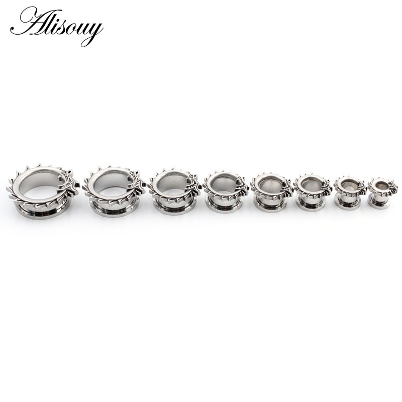 Alisouy 2 buc 8-25 mm Punk din oțel inoxidabil Dragon Scripete Deșurubați Tuneluri pentru urechi dopuri Expander Stretcher Manometre Piercing pentru corp Bijuterii