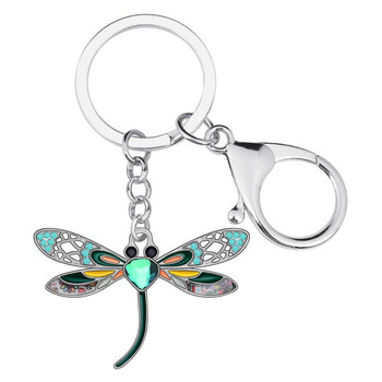 NEWEI Κράμα σμάλτου Rhinestone Dragonfly Δαχτυλίδι μπρελόκ Τσάντα τσάντα αυτοκινήτου Γούρι Μπρελόκ Κοσμήματα για γυναίκες Δώρο διακόσμησης για κορίτσια