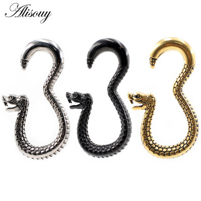 Alisouy 1PC 316L από ανοξείδωτο ατσάλι Snake Hook Ear Weights Heavy Expander Φορείο Βύσματα Σκουλαρίκια με μετρητή σάρκας Κοσμήματα για διάτρηση σώματος