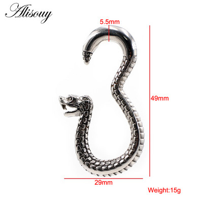Alisouy 1PC 316L nehrđajući čelik zmija kuka utezi za uši teški ekspander rastezljivi čepovi mjerač mesa naušnica Nakit za piercing