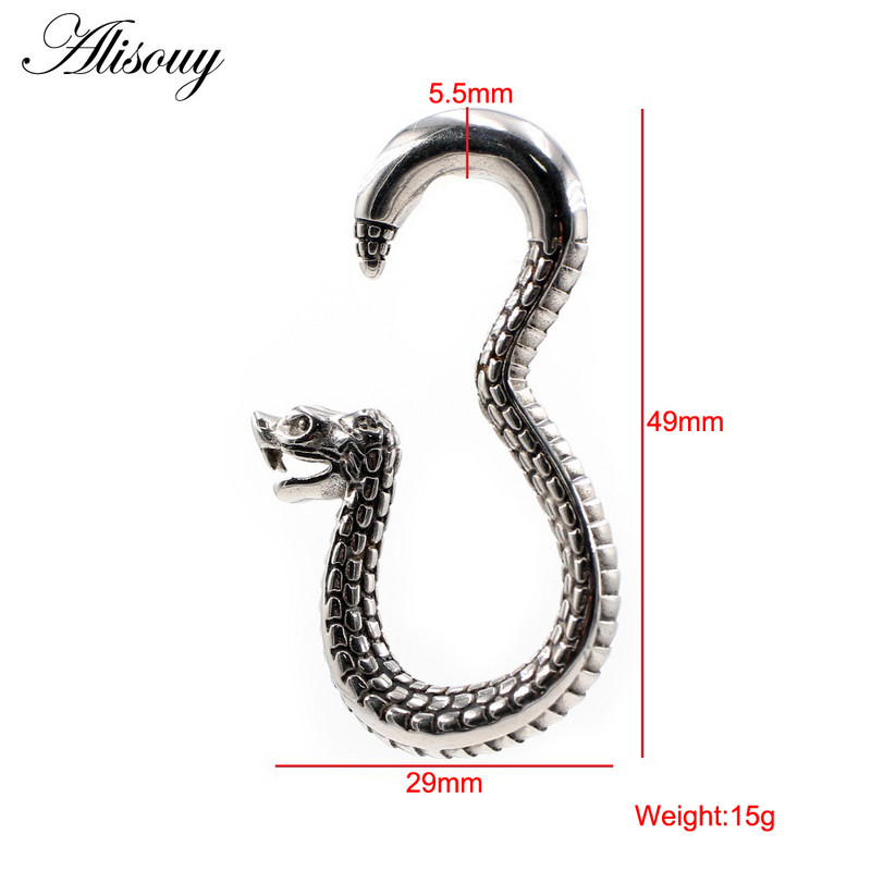 Alisouy 1PC 316L nehrđajući čelik zmija kuka utezi za uši teški ekspander rastezljivi čepovi mjerač mesa naušnica Nakit za piercing