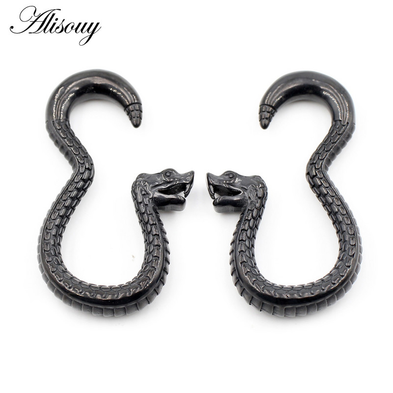 Alisouy 1PC 316L nehrđajući čelik zmija kuka utezi za uši teški ekspander rastezljivi čepovi mjerač mesa naušnica Nakit za piercing