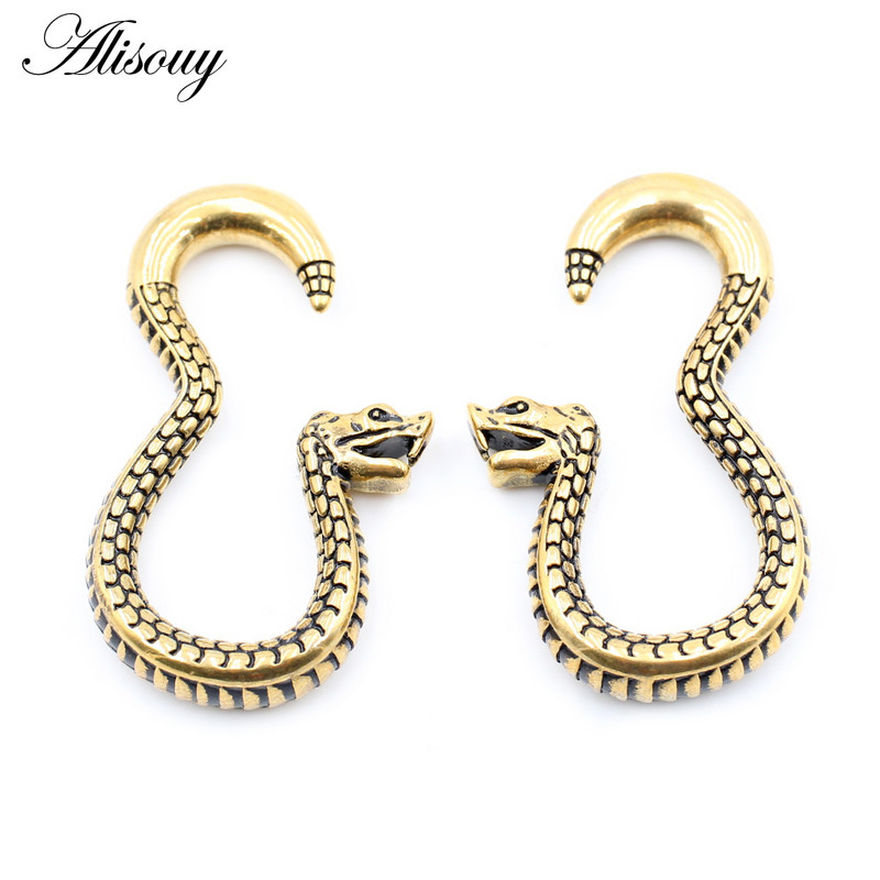 Alisouy 1PC 316L nehrđajući čelik zmija kuka utezi za uši teški ekspander rastezljivi čepovi mjerač mesa naušnica Nakit za piercing