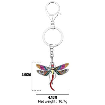 NEWEI Κράμα σμάλτου Rhinestone Dragonfly Δαχτυλίδι μπρελόκ Τσάντα τσάντα αυτοκινήτου Γούρι Μπρελόκ Κοσμήματα για γυναίκες Δώρο διακόσμησης για κορίτσια