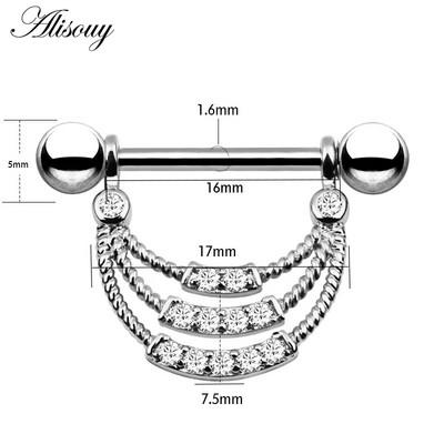 Alisouy 2db 14G csillag virág levél szív mellbimbó piercing rúd rozsdamentes acél cirkon kristály szexi mellbimbó gyűrűk pajzs test ékszerek