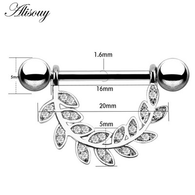 Alisouy 2db 14G csillag virág levél szív mellbimbó piercing rúd rozsdamentes acél cirkon kristály szexi mellbimbó gyűrűk pajzs test ékszerek