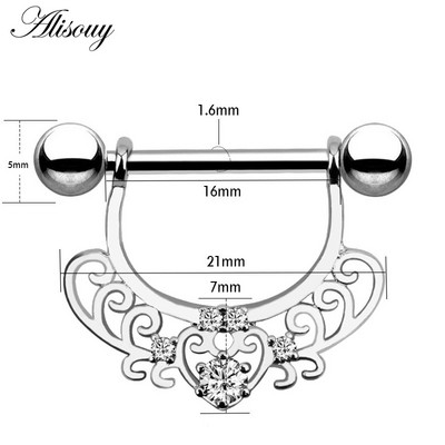 Alisouy 2db 14G csillag virág levél szív mellbimbó piercing rúd rozsdamentes acél cirkon kristály szexi mellbimbó gyűrűk pajzs test ékszerek