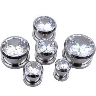 1 par kristalnih cirkonskih čepića za uši Tunelska naušnica Ekspanderi hrskavice Mjerači Vijčani čepovi i tuneli Nakit za tijelo za piercing