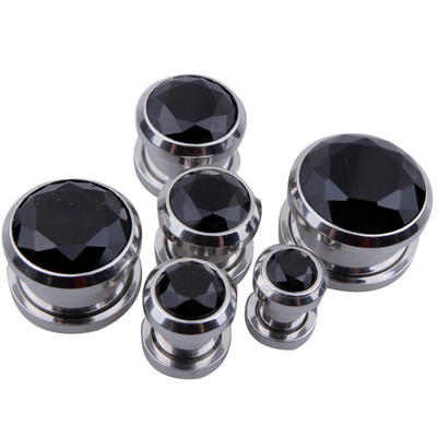 1 par kristalnih cirkonskih čepića za uši Tunelska naušnica Ekspanderi hrskavice Mjerači Vijčani čepovi i tuneli Nakit za tijelo za piercing