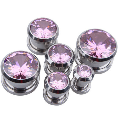 1 par kristalnih cirkonskih čepića za uši Tunelska naušnica Ekspanderi hrskavice Mjerači Vijčani čepovi i tuneli Nakit za tijelo za piercing