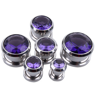 1 par kristalnih cirkonskih čepića za uši Tunelska naušnica Ekspanderi hrskavice Mjerači Vijčani čepovi i tuneli Nakit za tijelo za piercing