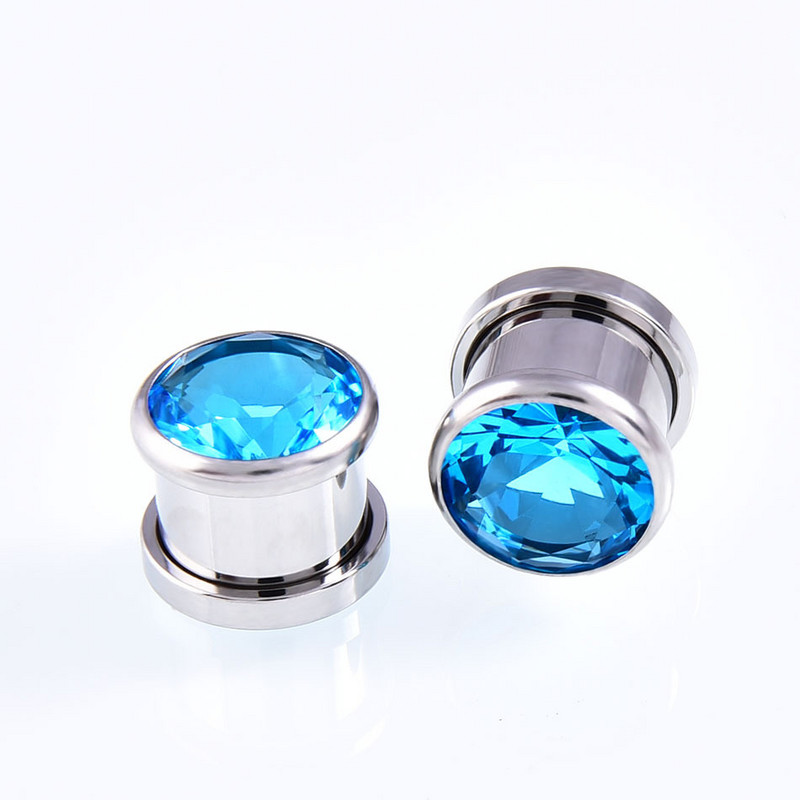 1 par kristalnih cirkonskih čepića za uši Tunelska naušnica Ekspanderi hrskavice Mjerači Vijčani čepovi i tuneli Nakit za tijelo za piercing